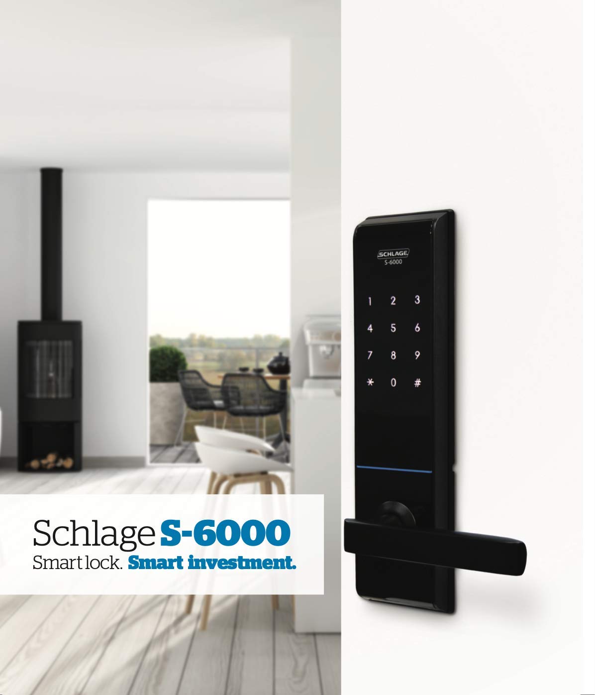 Devan ak dèyè views of the Schlage S-6000 Digital Touchpad Door Lock