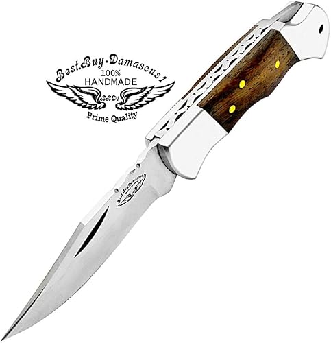 Miniatura 4 de Cuchillo plegable de acero inoxidable 420cs Cuchillos de caza plegables de 5.5 pulgadas de cuerno de búfalo negro Handel cuchillo de senderismo -