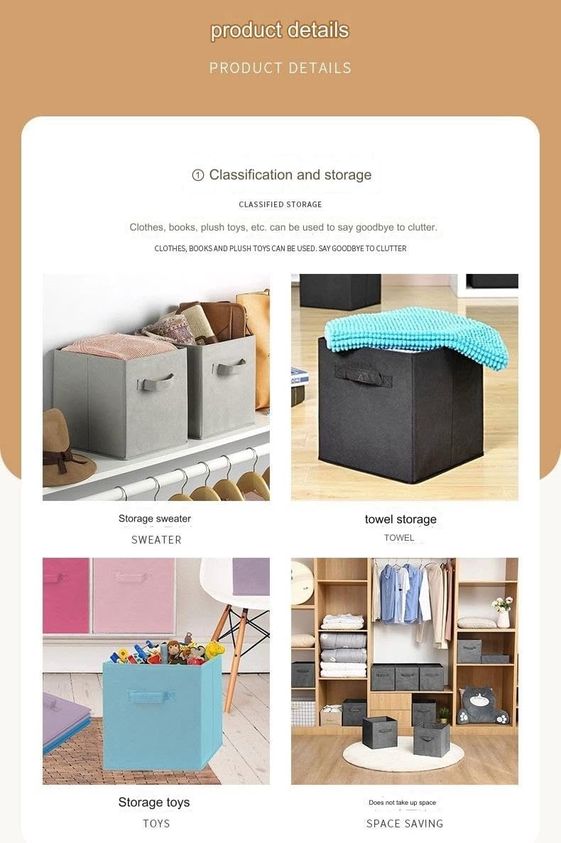 Foldable Storage Box, Foldable Stackable Storage Box, Washable Storage Box Storage Box Cube, Handle, Suitable for Bedroom and Office(Purple)
