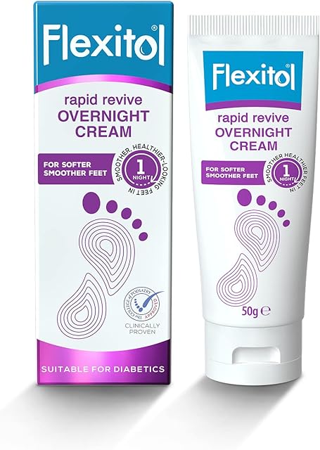 Flexitol Rapid Revive Overnight Cream 50g, Moisturising Cream for Dry, Hard and Rough Skin on the Feet, Smoother Feet in 1 Night