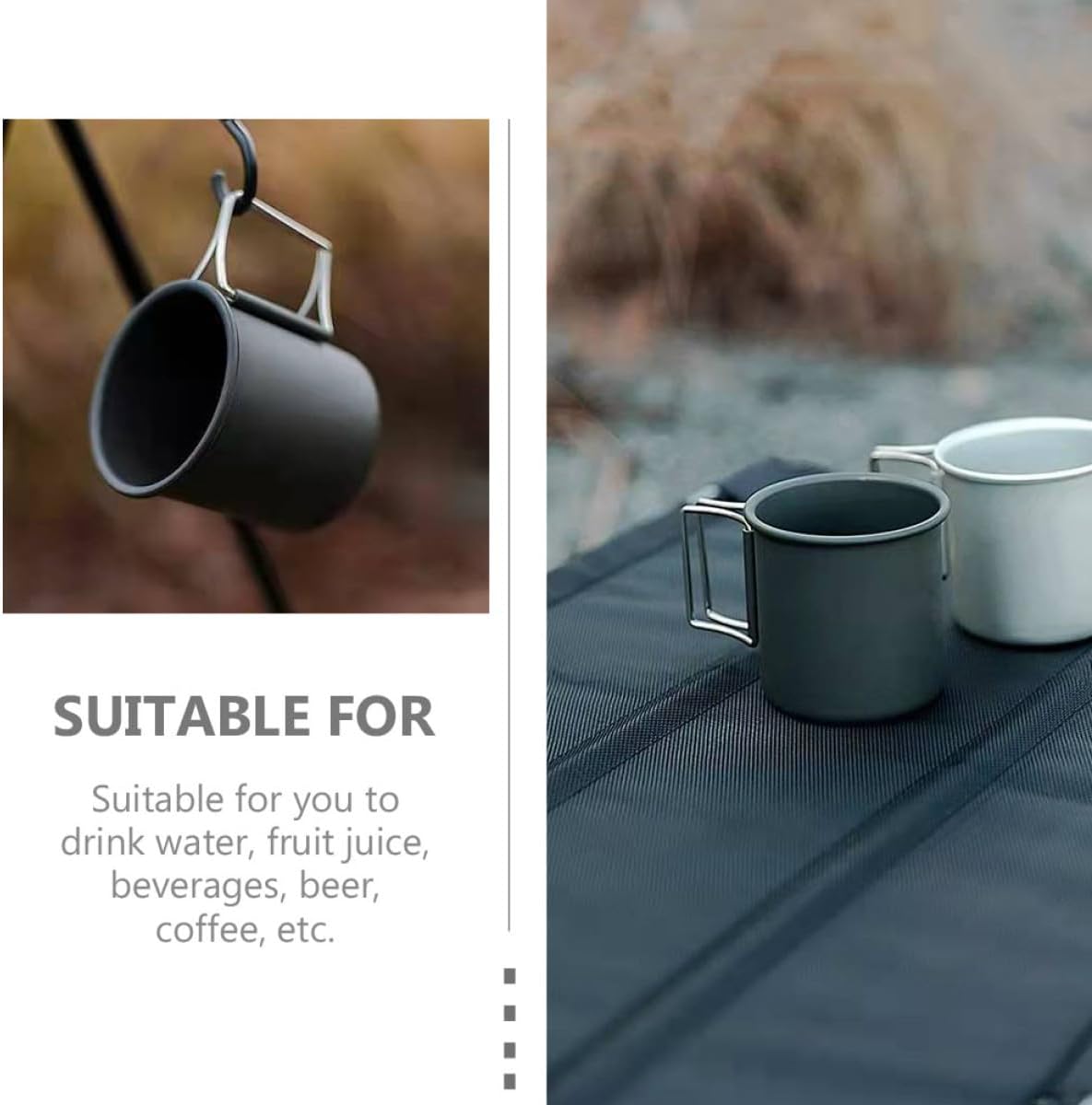 Camping Folding Water Cup Aluminum Alloy Portable Hiking Mug Outdoor Camping Coffee Tea Cup Silver