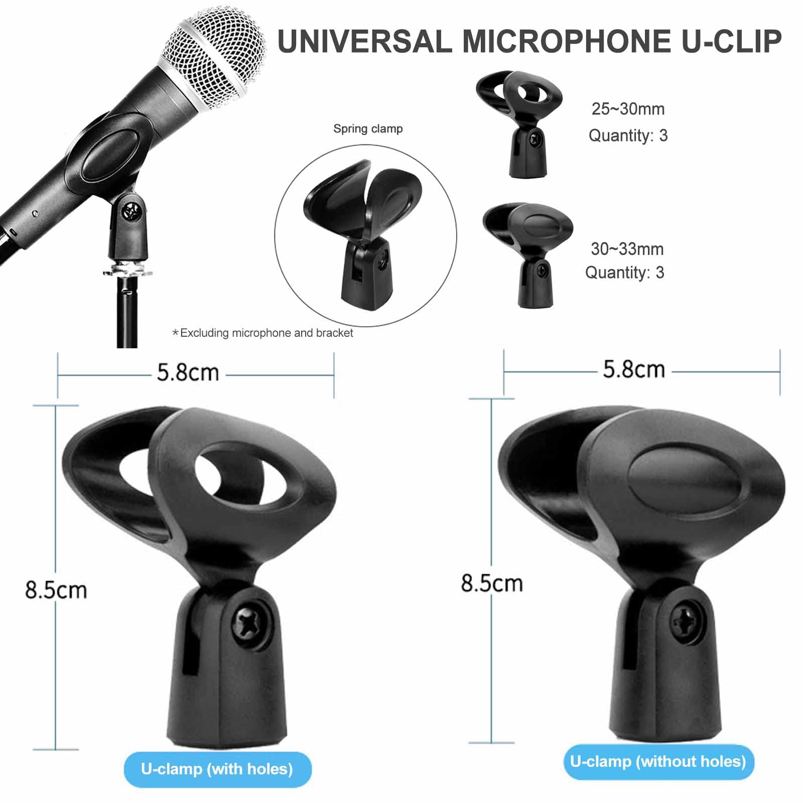Pince Micro 6PCS Clip de Microphone Pince pour Microphone Support Universel de Microphone pour Conférences, Podcasts, Conférences, Concours