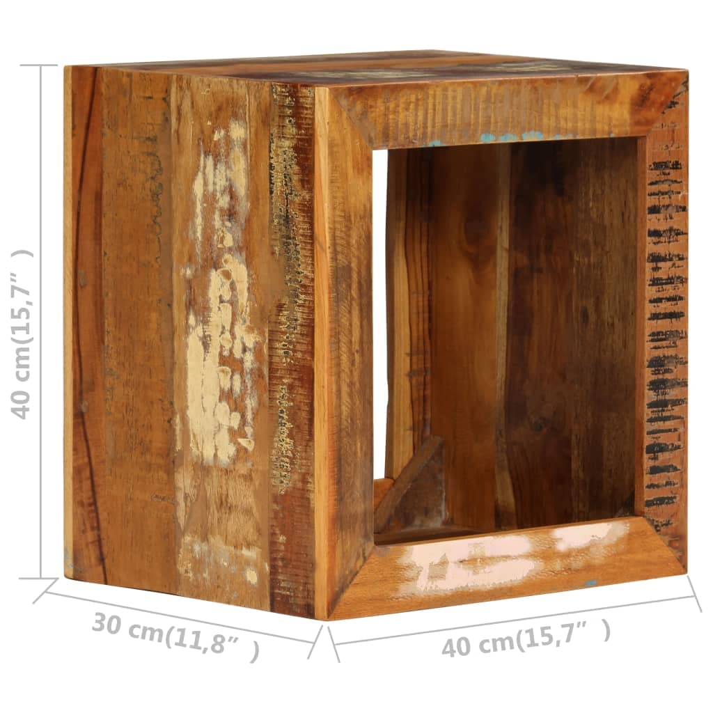 Hocker aus Massivholz 40x30x40 cm Altholz Beistelltisch Rustikal Vintage Couchtisch mit Ablagefach Unikat Massivholzmöbel für Wohnzimmer und Schlafzimmer - Braun