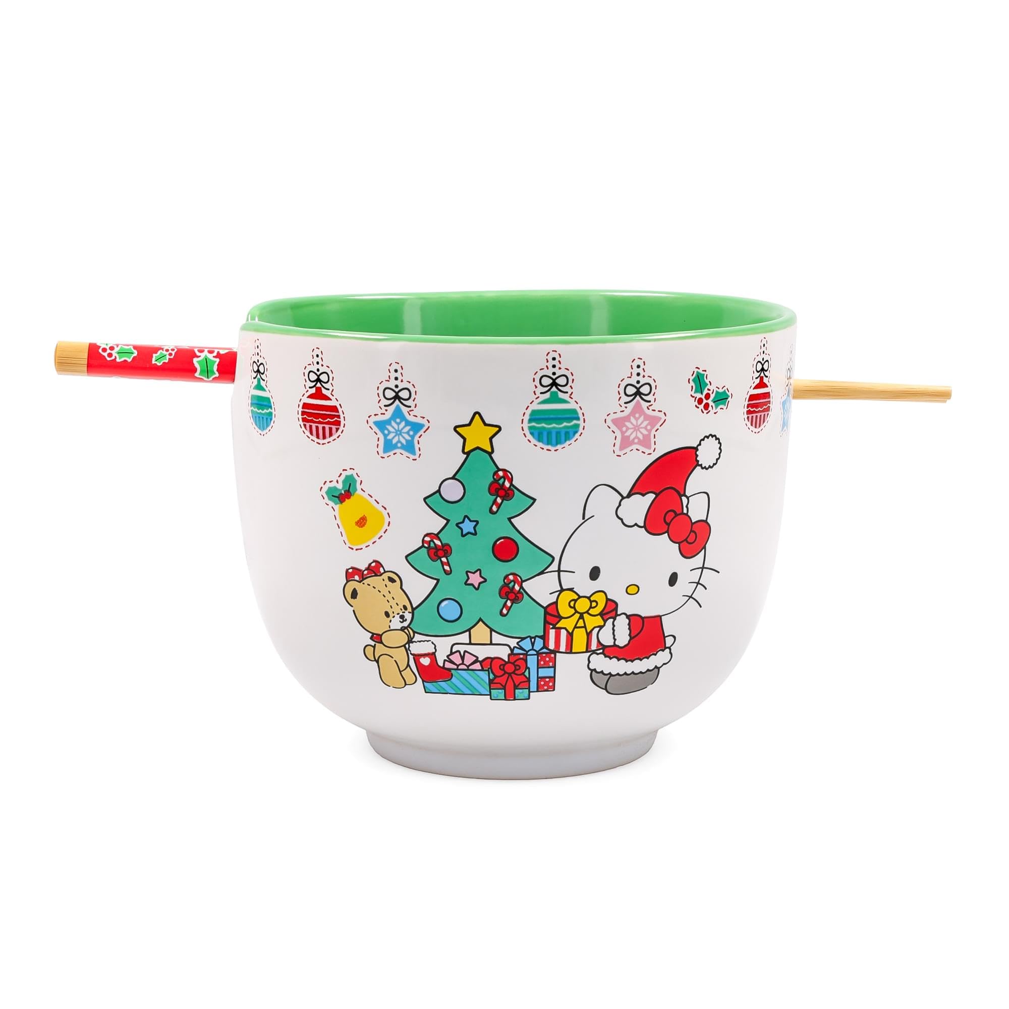 Plato de ramen de Hello Kitty en cerámica premium de 20 onzas con palillos