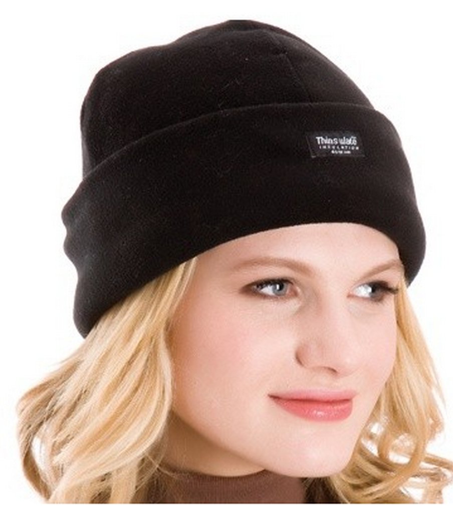 Rjm Ladies Polar Fleece Hat with Thinsulate Insulation One Size BNWT (Black)
