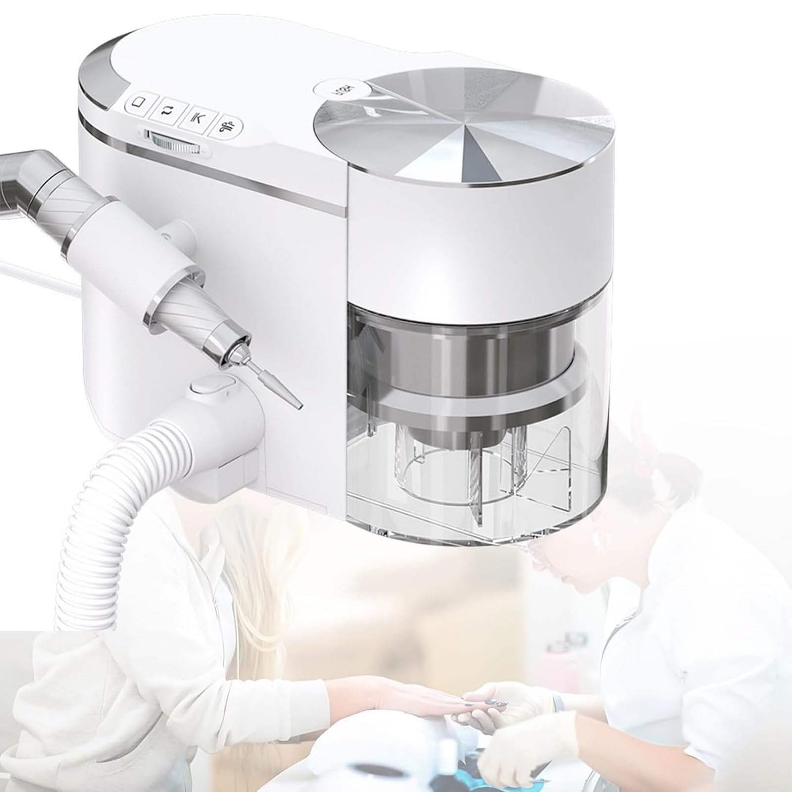 Professional Nail Drill with Dust Collector 2-in-1, Electric Nail File with Built-in Vacuum Suction, 30000 RPM Brushless Motor, 1.5KPa Dust Extraction, ≤68dB Quiet for Acrylic Gel Nails