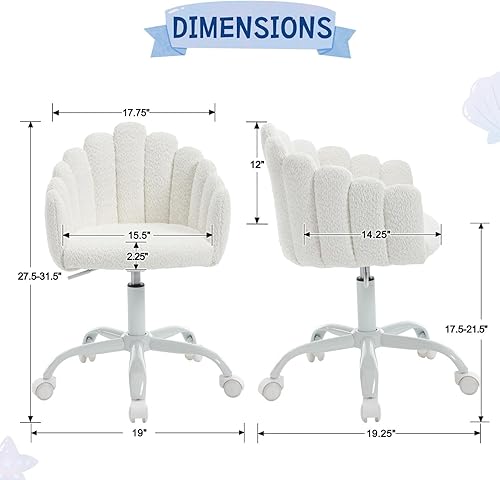 Miniatura 16 de DUOMAY Silla de escritorio para niños, silla giratoria para computadora para niños y niñas, silla de estudio tapizada de terciopelo, bonita silla de