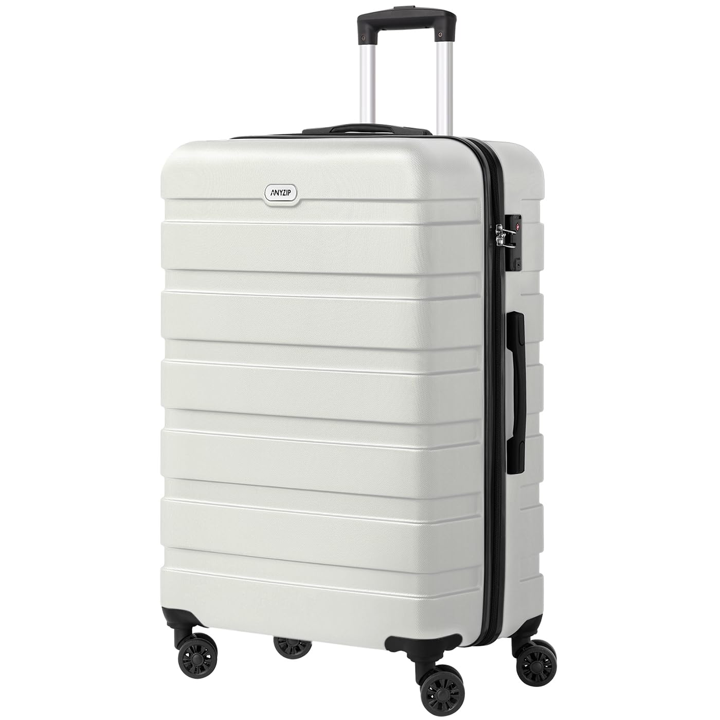 AnyZip Luggage PC ABS Hardside Lightweight Suitcase with 4 Universal Wheels TSA Lock Checked-Large 28 Inch White