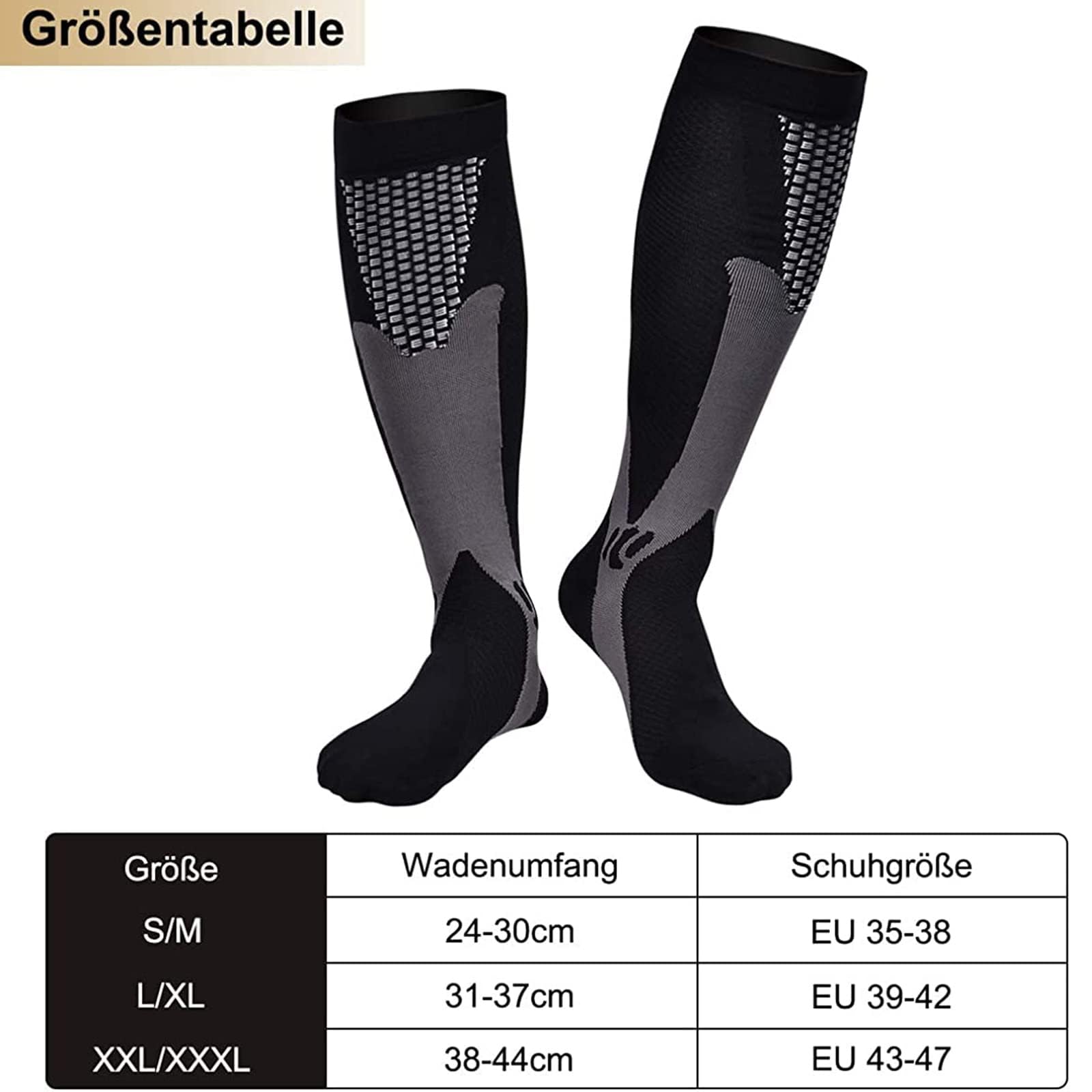 6 Par de Medias de Compresión para Hombre, Medias de Soporte Con Elástico, Calcetines de Compresión Hombres, Adecuado para Deportes, Viajes, Fitness