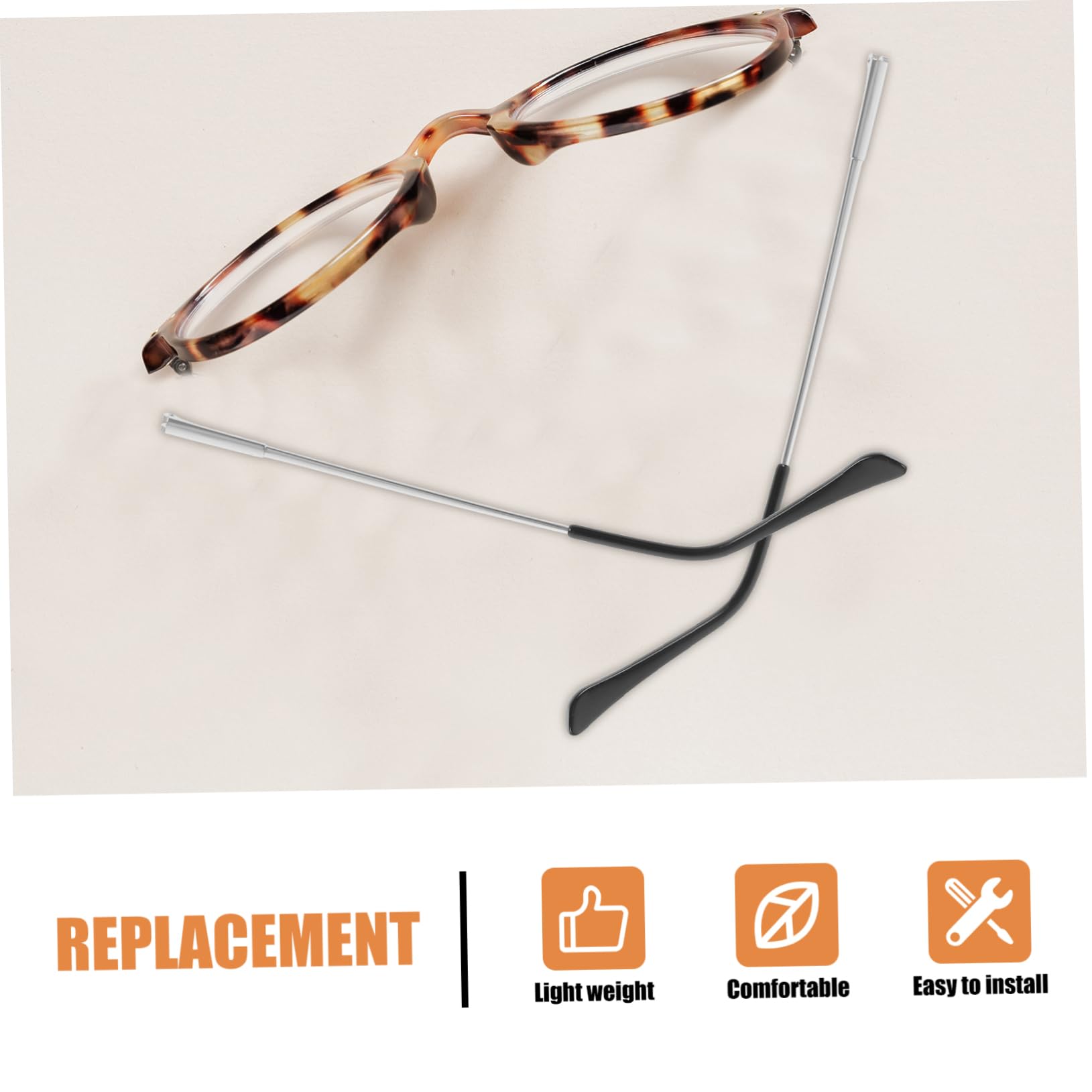 Healeved 1 Pair Replacement Glasses Arm Legs for Eyeglasses Replacement Glasses Arms Alloy Metal Glasses Arms Silver Plastic Eyeglasses Arms Legs