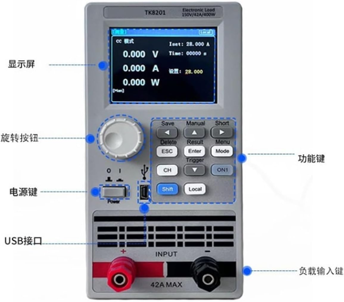 ROROLL TK8201H Programmable DC Electronic Load Battery Capacity Tester, Electronic DC Load Tester,Power Tester for Electrical Industry