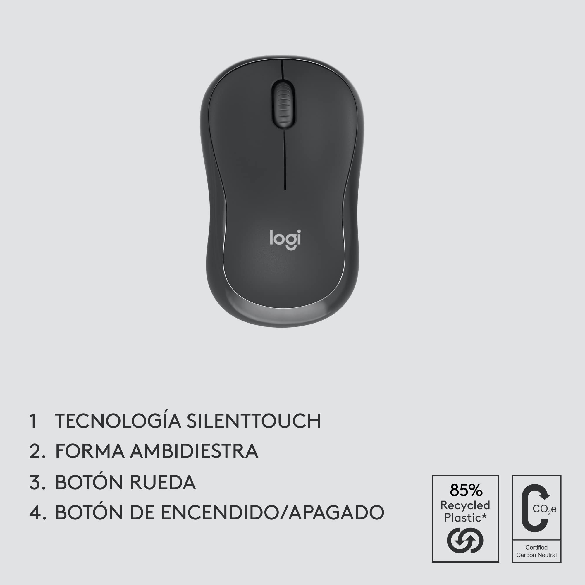 Logitech MK370 Combo Empresa, Teclado inalámbrico estándar y ratón inalámbrico, Receptor USB Logi Bolt, Bluetooth, certificación Mundial Windows/Mac/Chrome/Linux, QWERTY Español, Gris