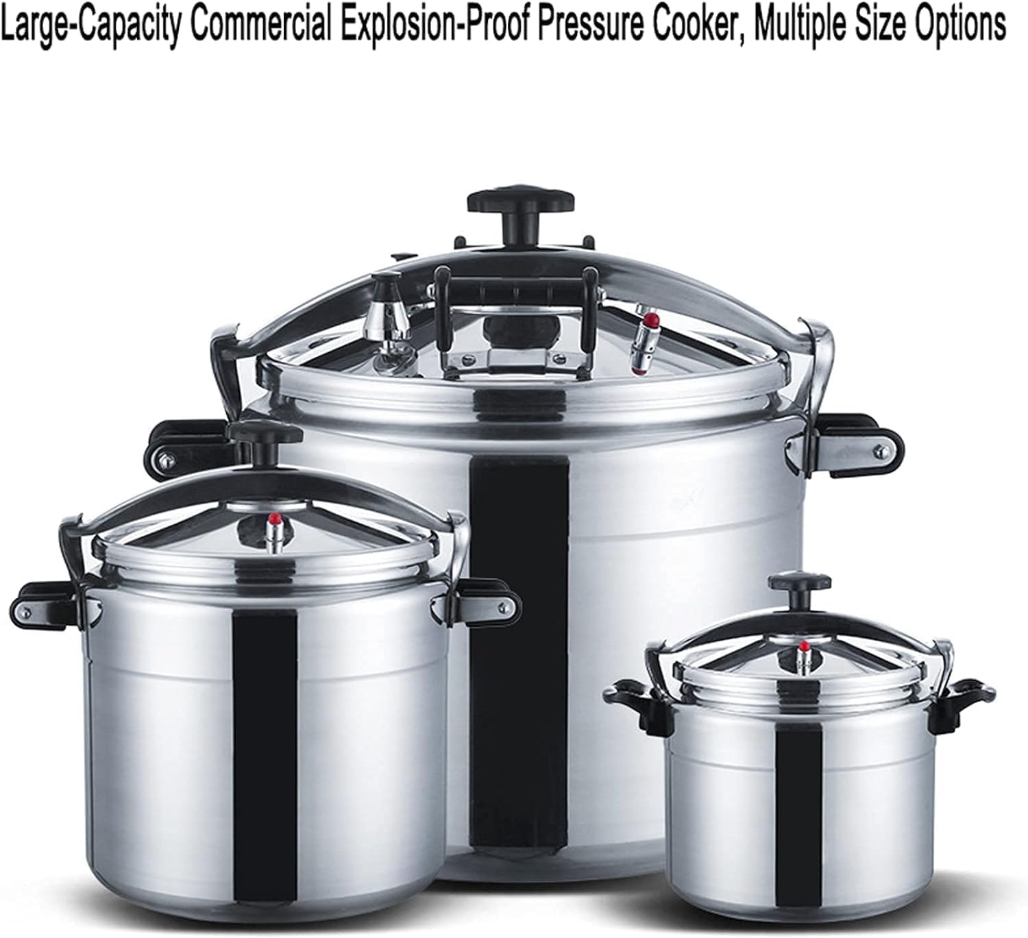Commercial Large Capacity Pressure Cooker Stainless Steel Explosion-Proof High Pressure Cooking Pot for Household Restaurant Kitchen Silver-33L