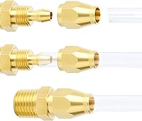 Vista 6 de GASHER 10PCS Brass Pneumatic Replacement Fitting, Reusable Hose End Repair Fitting 1/4" Barb（Suitable for 1/4" ID，5/16" OD air hose) x 1/4" NPT Rigid