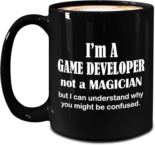 Im a Game Developer Designer Mug - Large 15oz Black Coffee Tea Cup - Not a Magician - Cute Gifts for Video Gaming Design Dev Team Development Funny