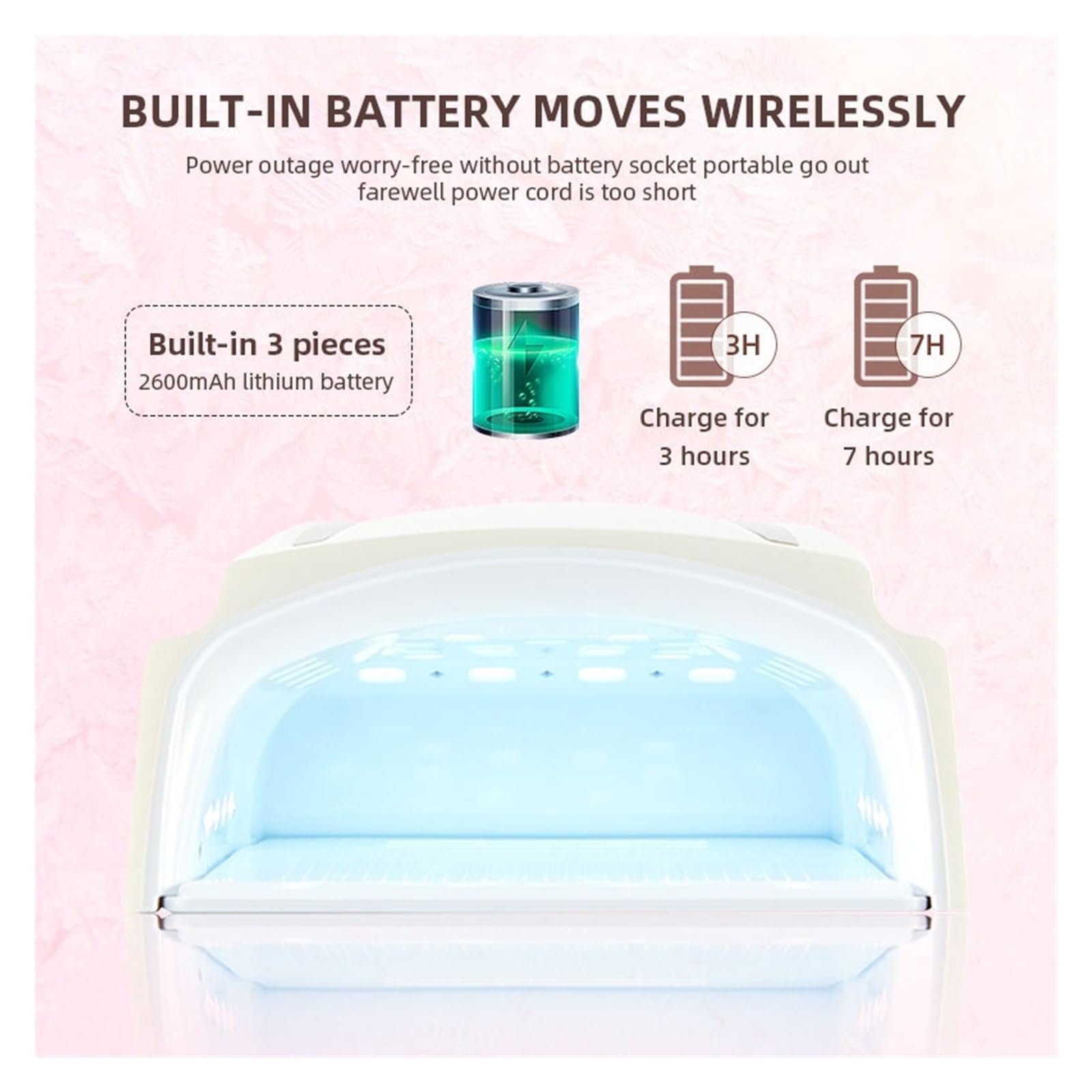 lampada per unghie, Lampada per asciugatura smalto gel 72W con batteria integrata e display LCD intelligente