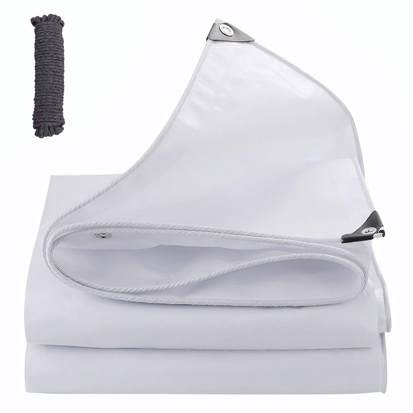 MINGPINHUIUS Lona impermeable con ojales, lona blanca de polietileno de 180 g/m², resistente a los rayos UV, a la intemperie, resistente a los desgarros, para muebles de jardín, piscina, coche, barco
