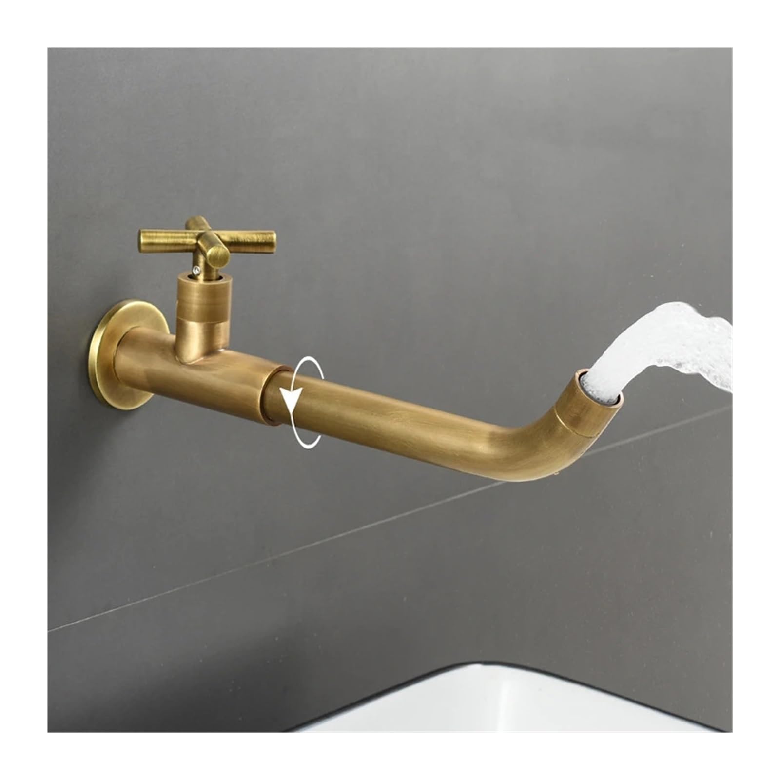 Robinet mural anti-éclaboussures noir mat avec bec long de 28cm