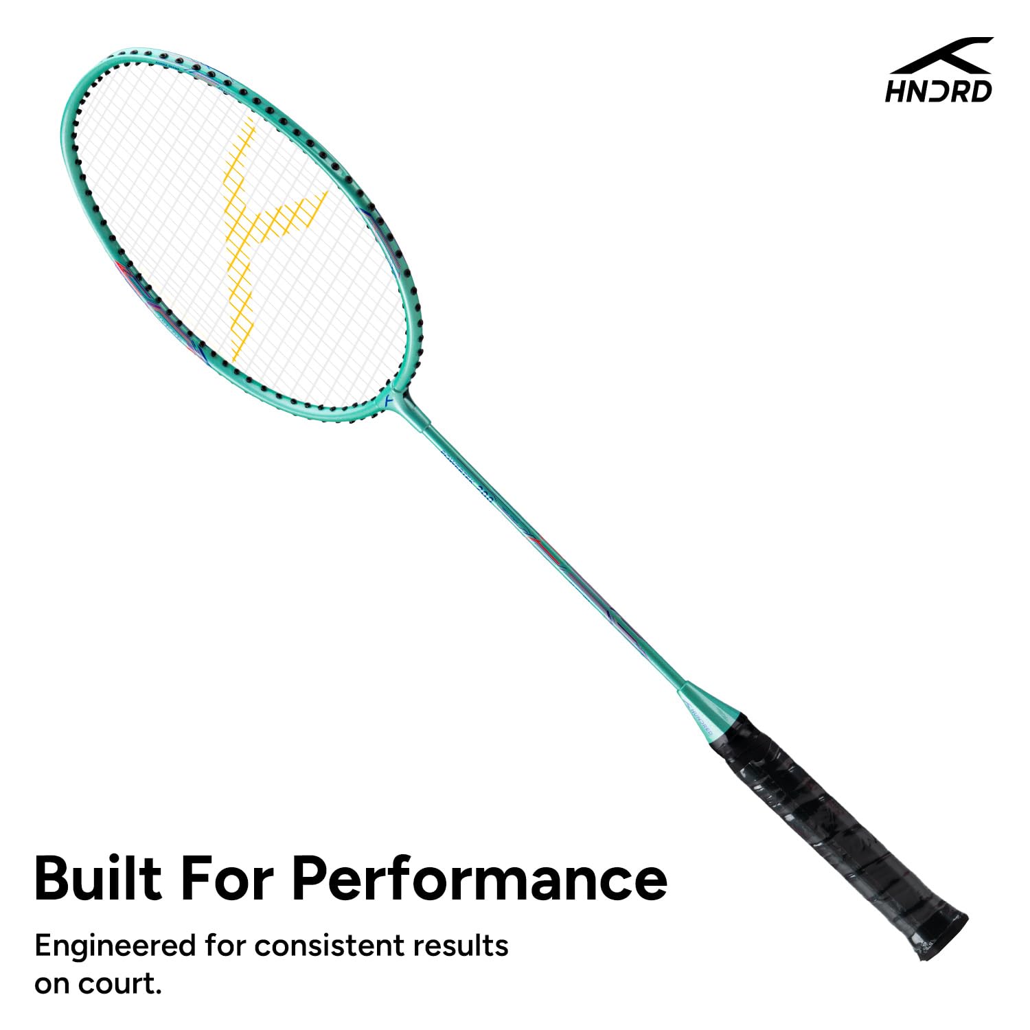 Hundred Powertek 200 Aluminium Badminton Racket Combo, 2 Strung Rackets with 1 Full Covers & 3 Aura Nylon Shuttlecocks, Lightweight Shuttle Bats for Match Play - Cyan 3