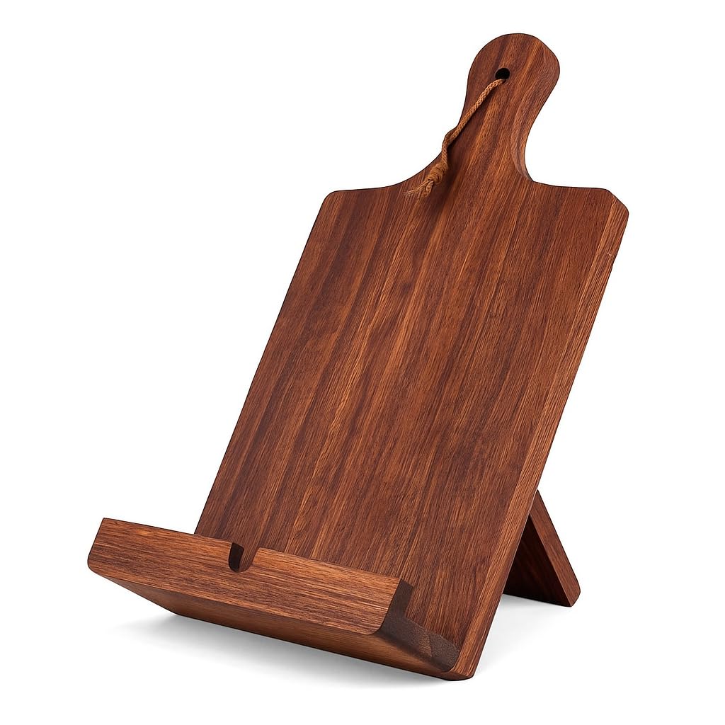 Solid Sheesham Wood Book Stand, Foldable Tablet and Recipe Holder for Kitchen, Study and Office, Natural Finish, 21 x 16 x 30 cm-image-15