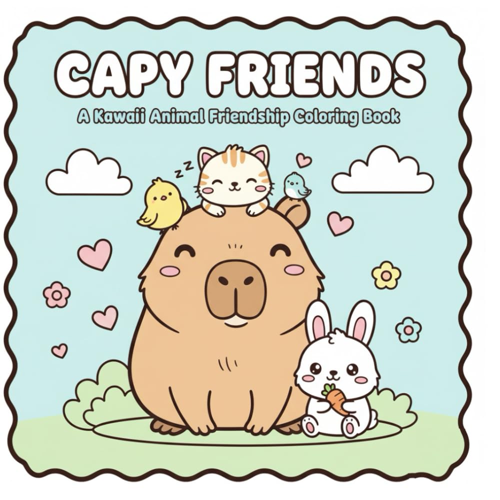 Capy Friends: A Kawaii Animal Friendship Coloring Book for Kids, Teens, and Adults | Cute Capybara, Sloth, and Guinea Pig Pages for Stress Relief and Relaxation (Capy Friends Adventures)