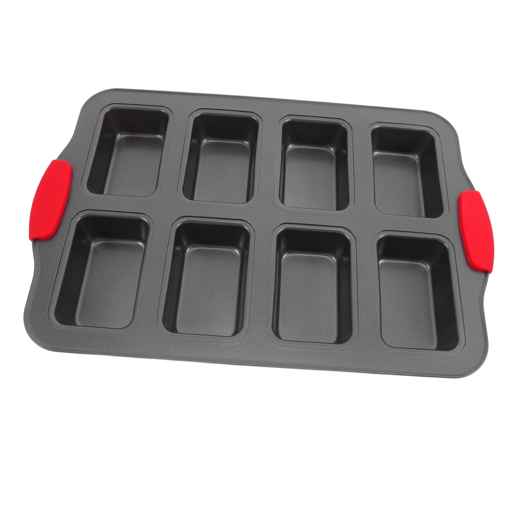 Zerodeko Moule Four Rectangulaire à 8 Cavités, Moule à Cake Antiadhésif en Acier Inoxydable et Silicone, avec Poignées Résistantes la Chaleur, pour Pâtisserie Maison