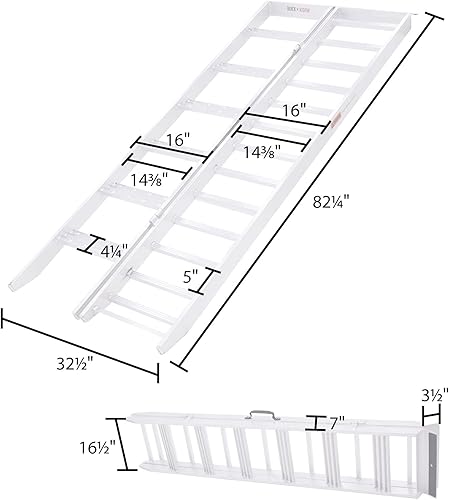 Miniatura 6 de Black Widow Rampa de aluminio para motocicleta, rampas plegables con escalones, capacidad de 750 libras, color plateado, equipo de carga portátil y