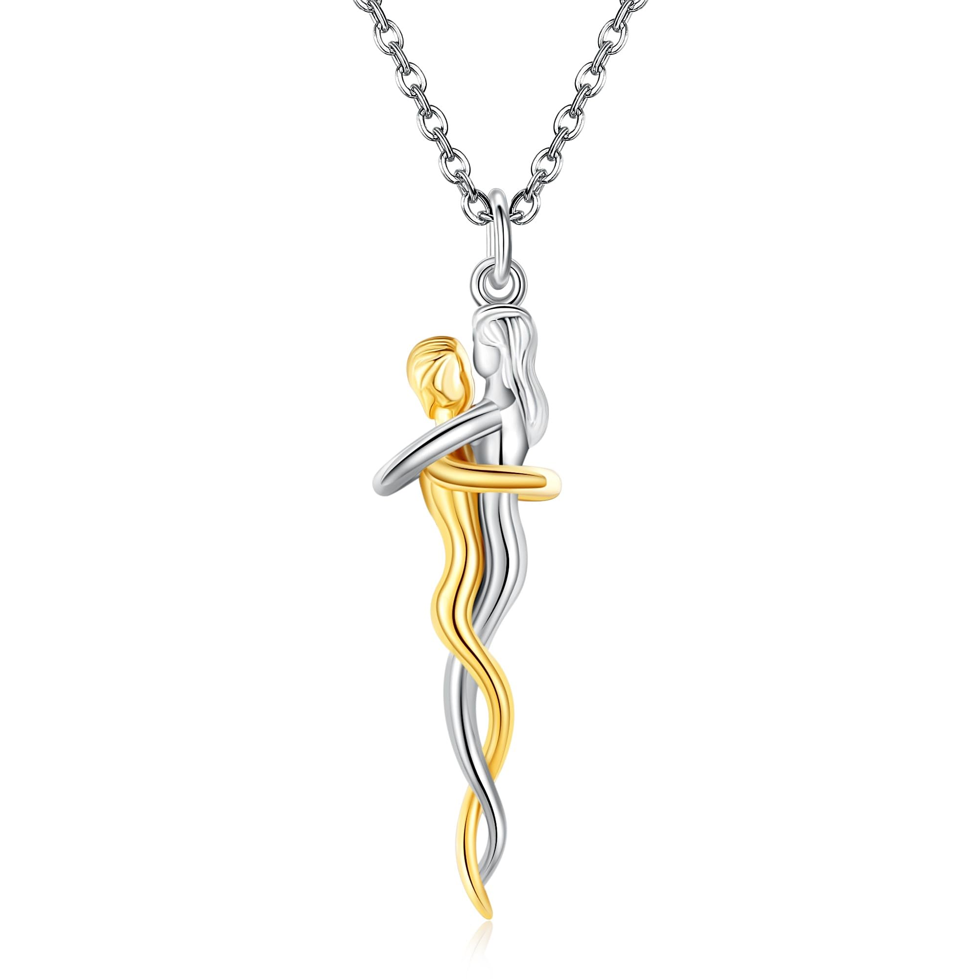 DAYLINLOVE Collar de plata de ley 925 para parejas, joyería para él y ella, regalo del día de San Valentín