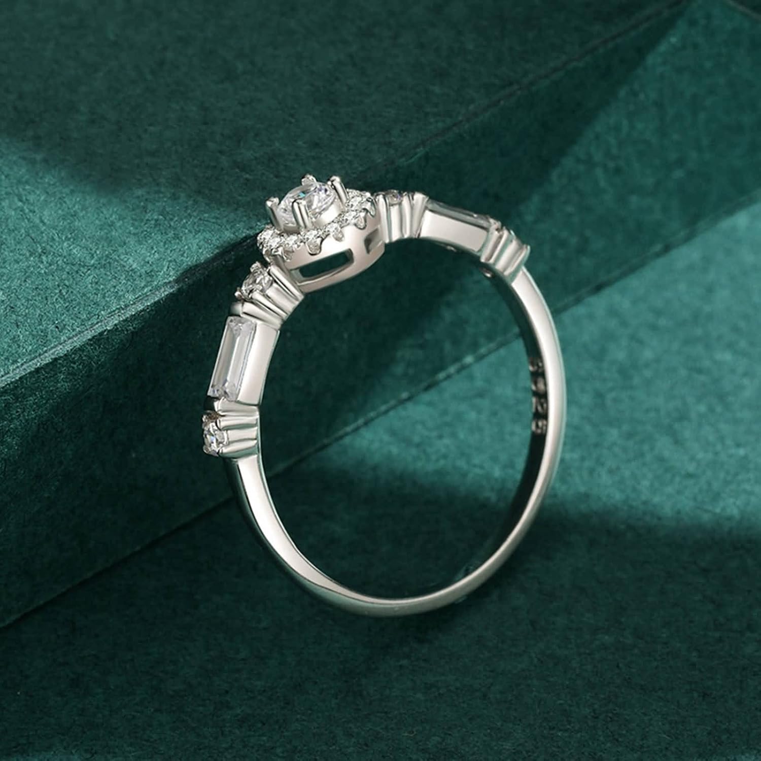 Engagement Ring and Wedding Bands for Women Silver Wedding Rings for Women 925 Cubic Zirconia Round Silver Ring Jewelry