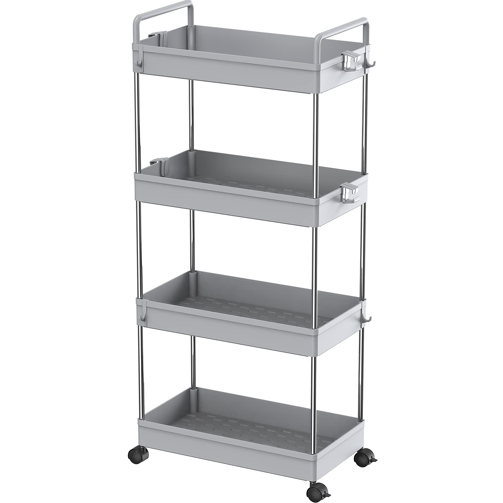 Buy Ronlap 4 Tier Storage Trolley, Narrow Mobile Shelving Unit with