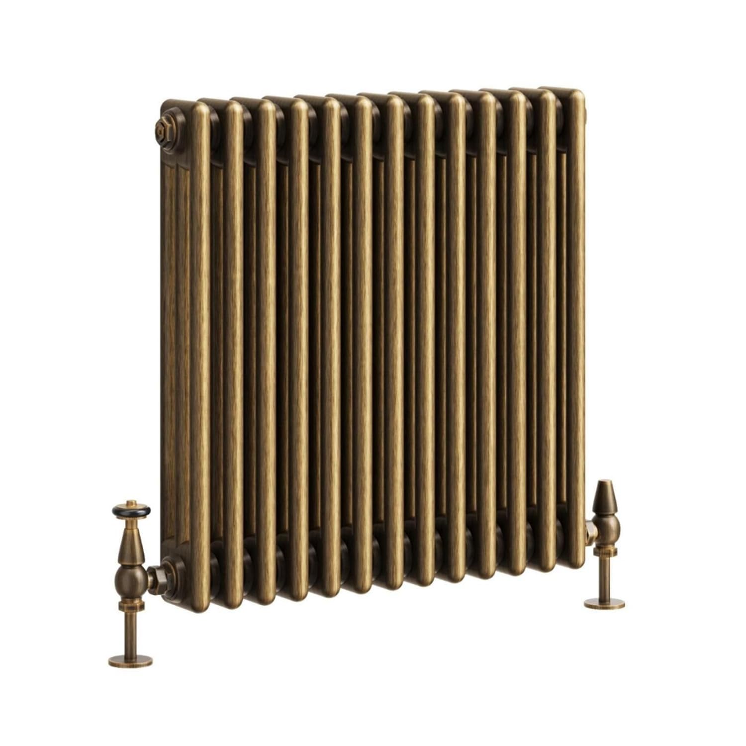 Go Bathrooms Traditional Triple Column Radiator 600mm x 605mm Antique Brass Finish 3 Column Panels Designer Cast Iron Style Radiator Central Heating | Clover