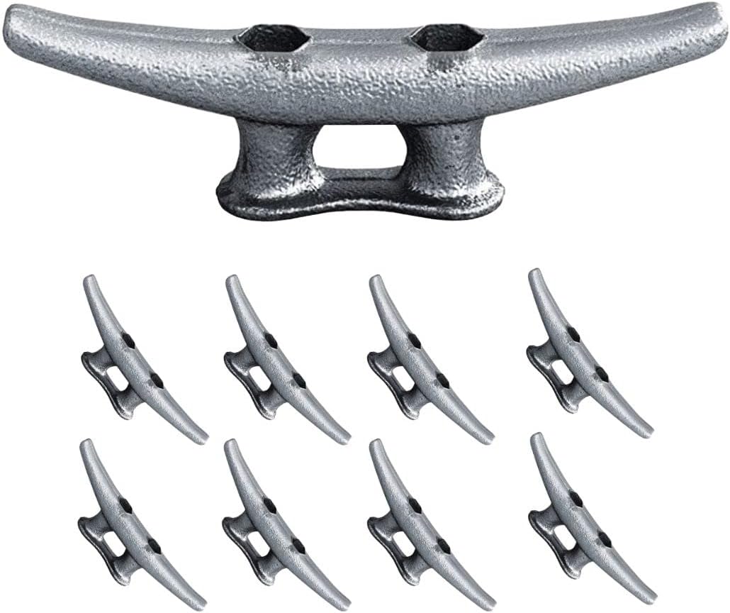 Simplified Living 4" Dock Cleats | Weatherproof Galvanized Cast Iron 4 Inch Boat Cleat Tie Downs for Marine Pier or Decorative Nautical Maritime Decor | 4, 8 or 16 Pack