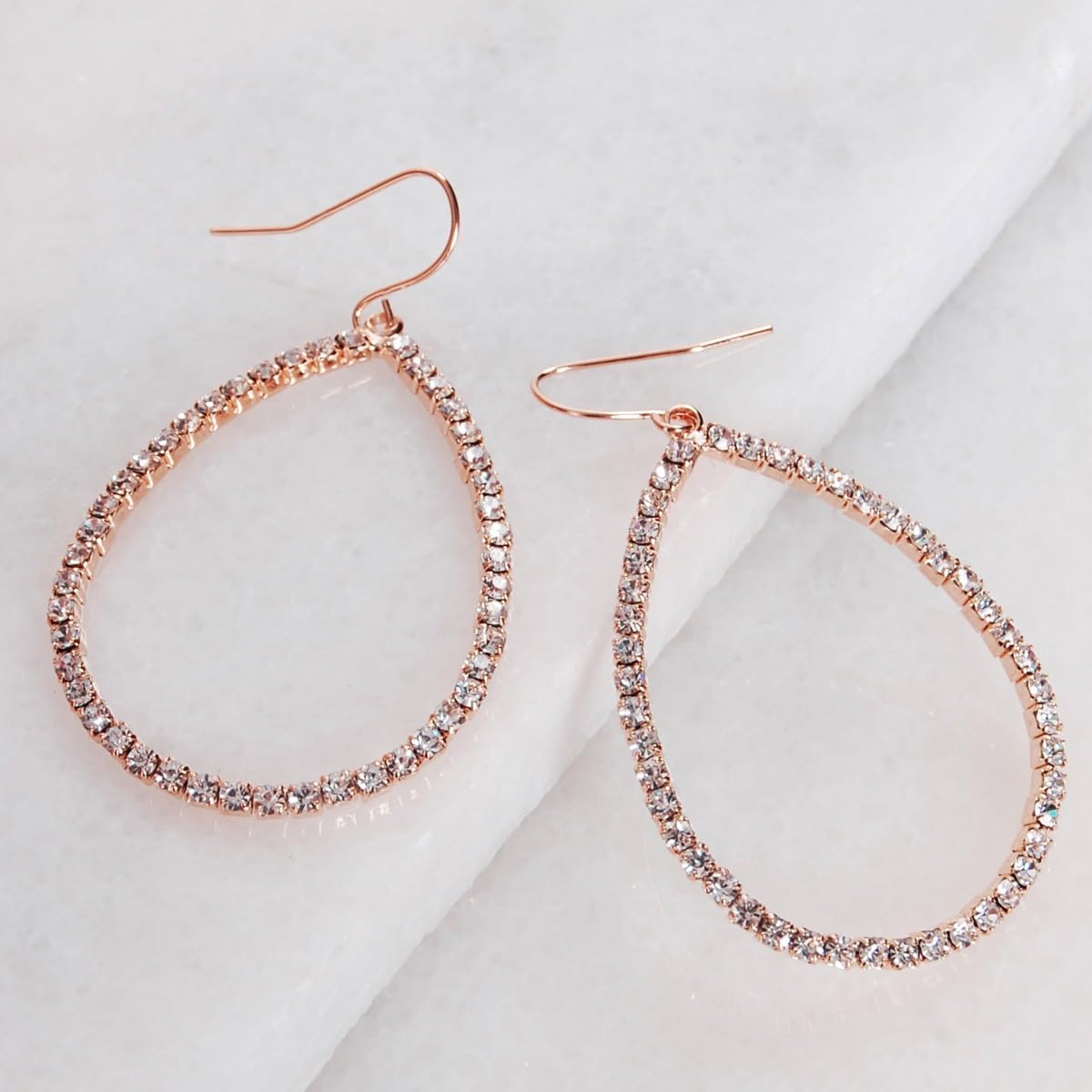 Simulated Diamond Teardrop Dangle Earrings For Women - Gold or Silver Tone with Cubic Zirconia - Hypoallergenic and Safe for Sensitive Ears - Image 3