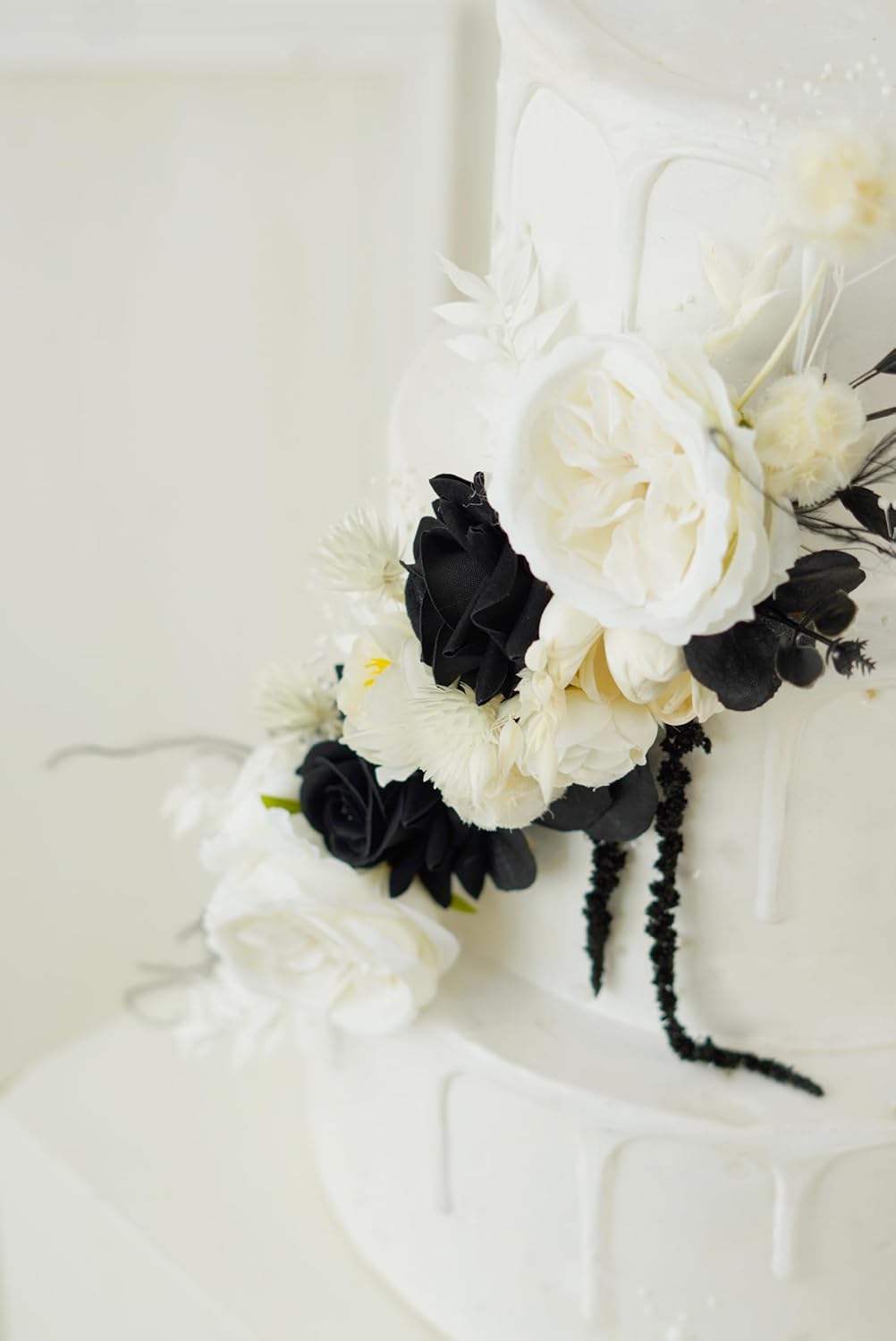 Black and white Wedding Cake Topper, Floral Cake Decoration, Cake Topper Flowers, Dried flowers Cake Flowers, Rustic Wedding, Boho