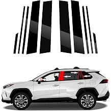 10 PCS Glossy Black Door Pillar Posts Trim Cover Compatible with Toyota RAV4 2019-2026 Exterior Accessories