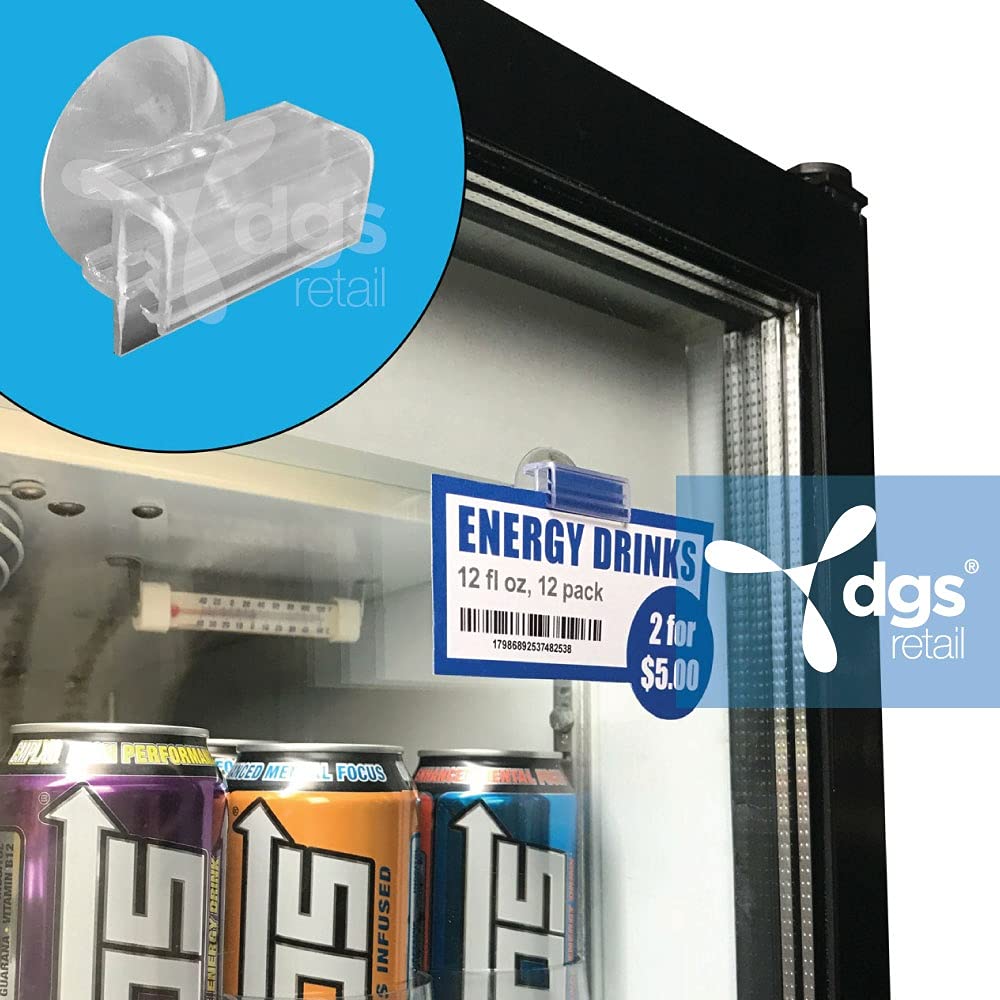 Suction Cup Sign Holder For Glass Door Beverage Cooler Refrigerated And Freezer Cases, 1" Wide Holder With 1" Diameter Suction Cup on Fridge.com - View 2