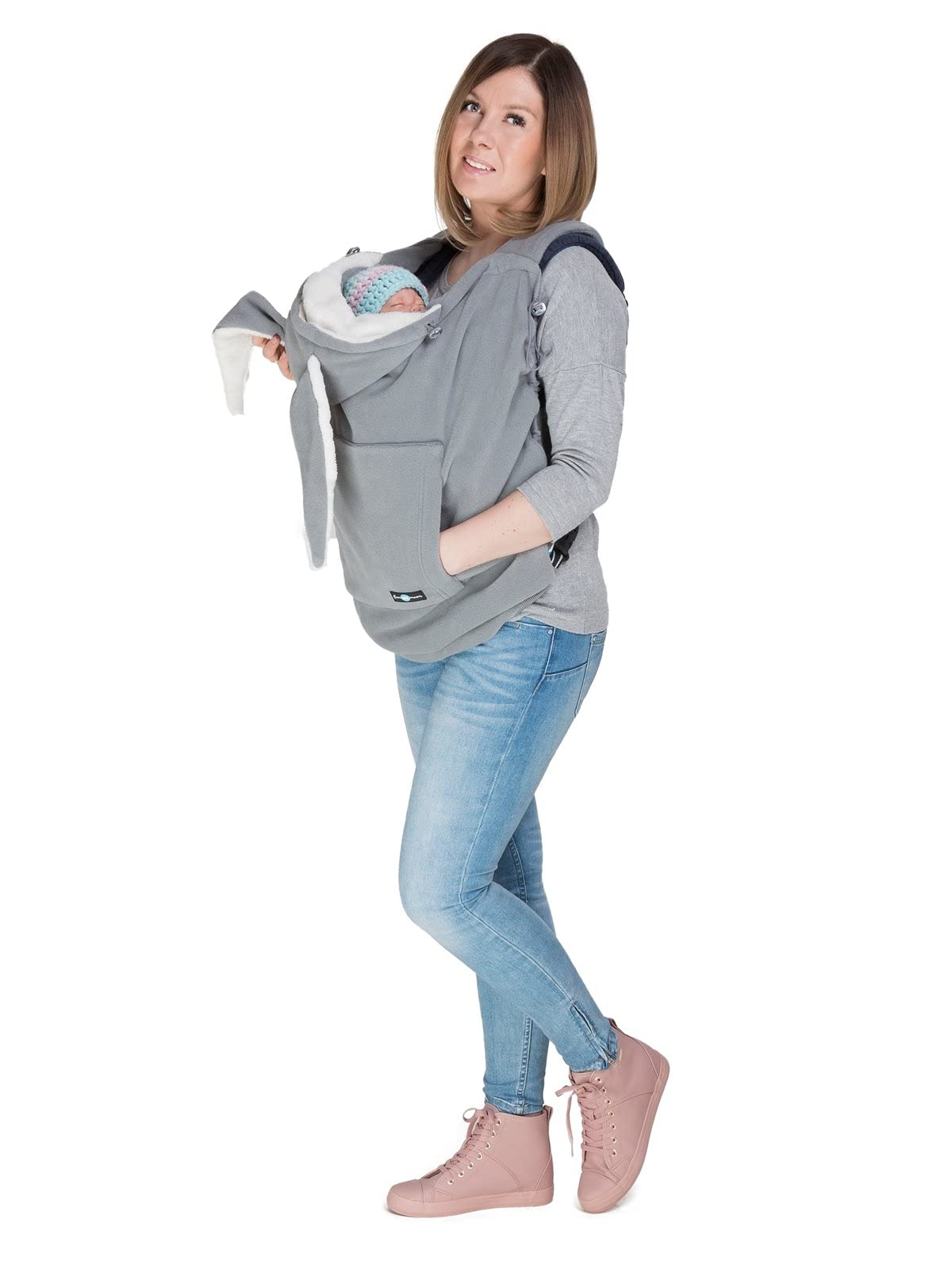 Fleece BABY Tragecover Tragebadeckung BUNNY GRAU