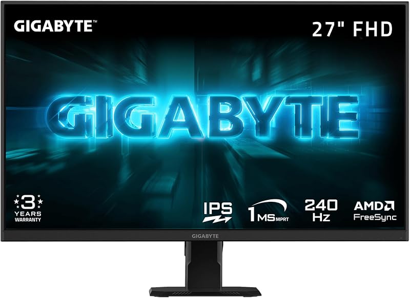 Monitor para juegos GS27F2 27" SuperSpeed IPS FHD AMD Freesync Premium | Negro, FHD 1920x1080, 240Hz, MPRT de 1 ms, 115% de gama de colores sRGB, HDMI, DP, AMD Freesync, inclinación ajustable, soporte ergonómico