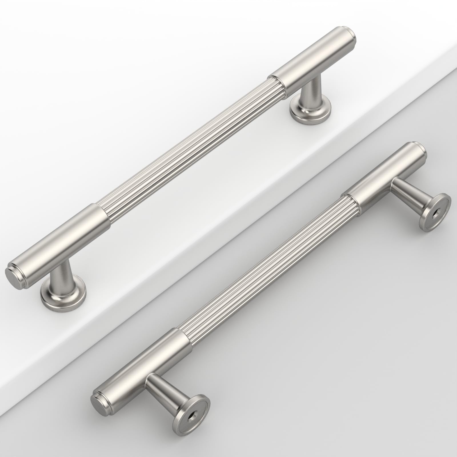 Photo 1 of Coinkoly 10 Pack 5"(128mm) Brushed Satin Nickel Kitchen Cabinet Handles, Polished Nickel Cabinet Pulls, Modern Closet Door Hardware, Cupboard Handles, Classic Bathroom Vanity Handle, Drawer Pulls