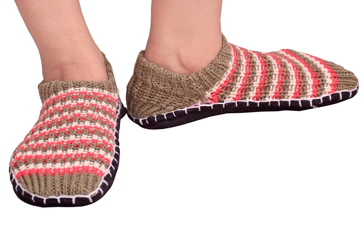 BRATS N BEAUTY® Women/Ladies/Girl Multi Color Striped Warm Winter Slipper Socks, Knitted Booti, Room Socks, Anti slip Socks 1 Pair Any Color For Shoes Size 5 - Image 3 thumbnail