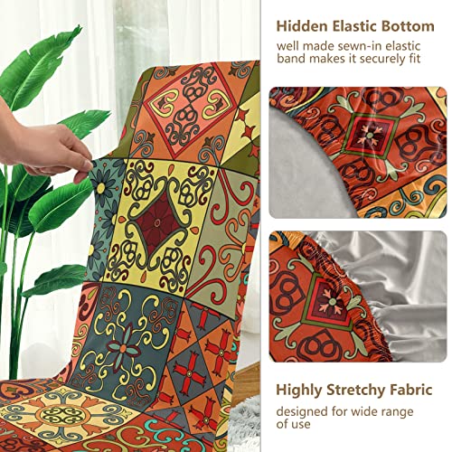 Mandala Mexican Talavera Tiles Dining Chair Covers Set Of 4 Washable Removable Chair Slipcover Stretch Dining Chair Seat Cover For Dining Room Ceremony Party Wedding Hotel #TOP2