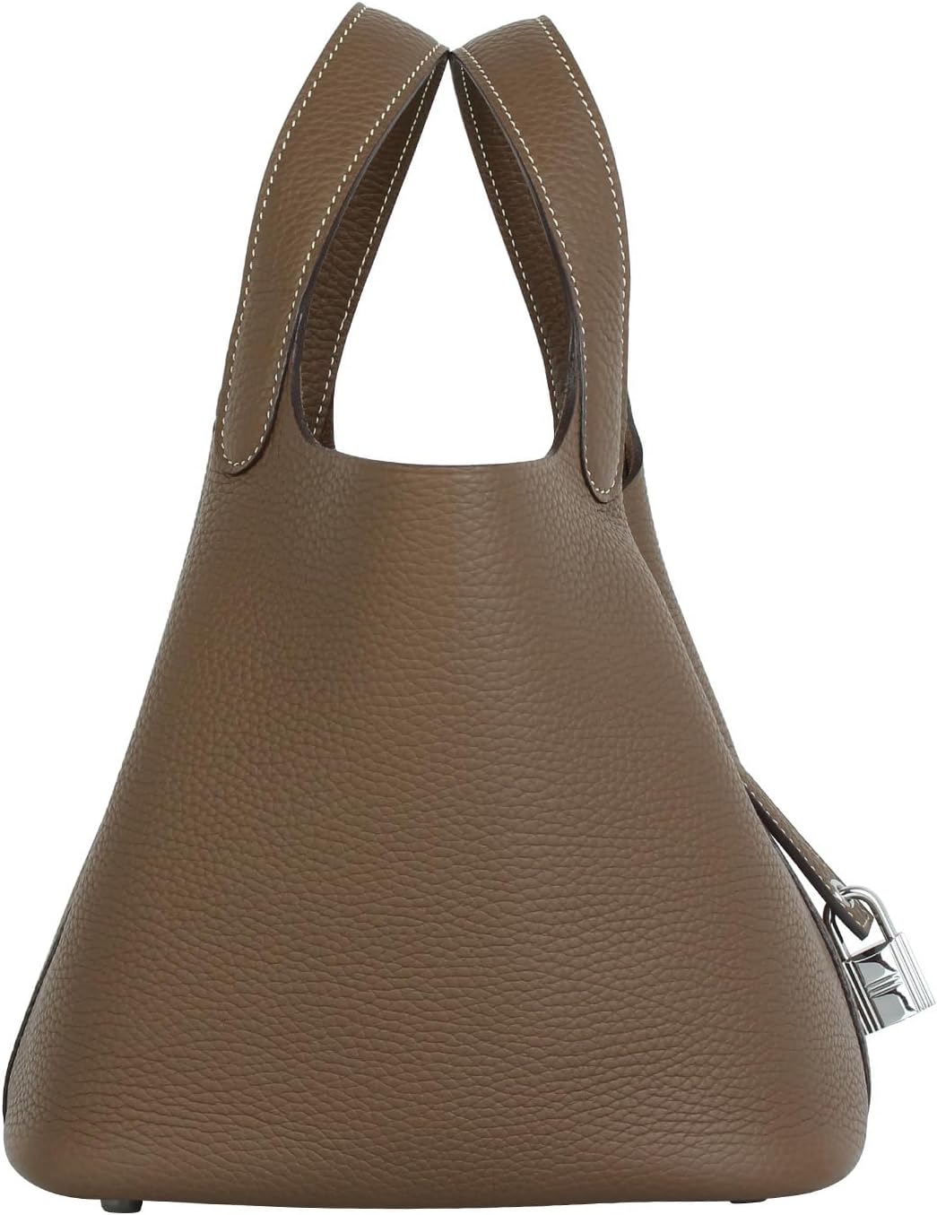 Genuine Leather Bucket Bag for Women Handheld tote bag with metal clasp, bohemian-style market tote bag - Image 3