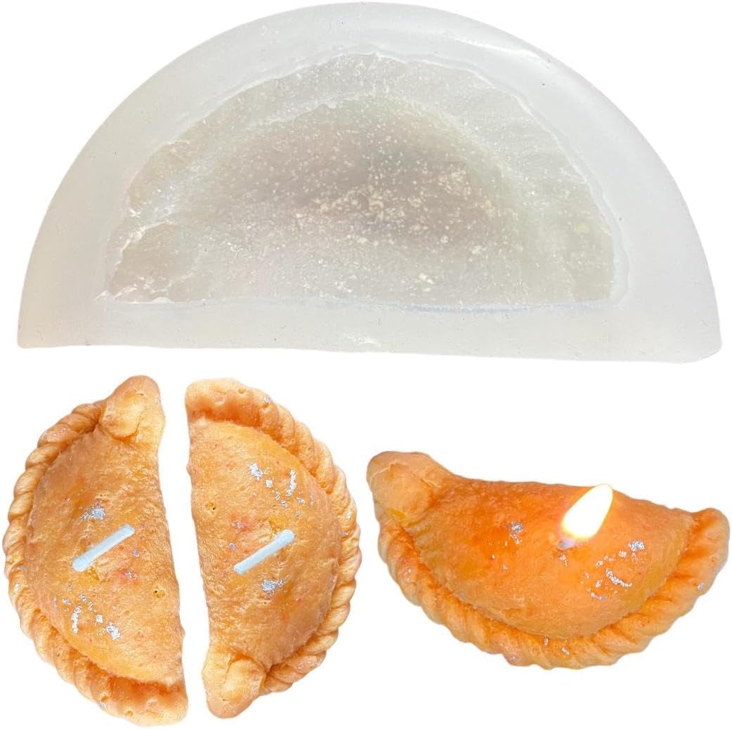 Gujiya Shape Silicone Mold for Candle Making Mithai Candle Mould Soap Resin Art and Craft Sweet Making Molds Chocolate Cake DIY