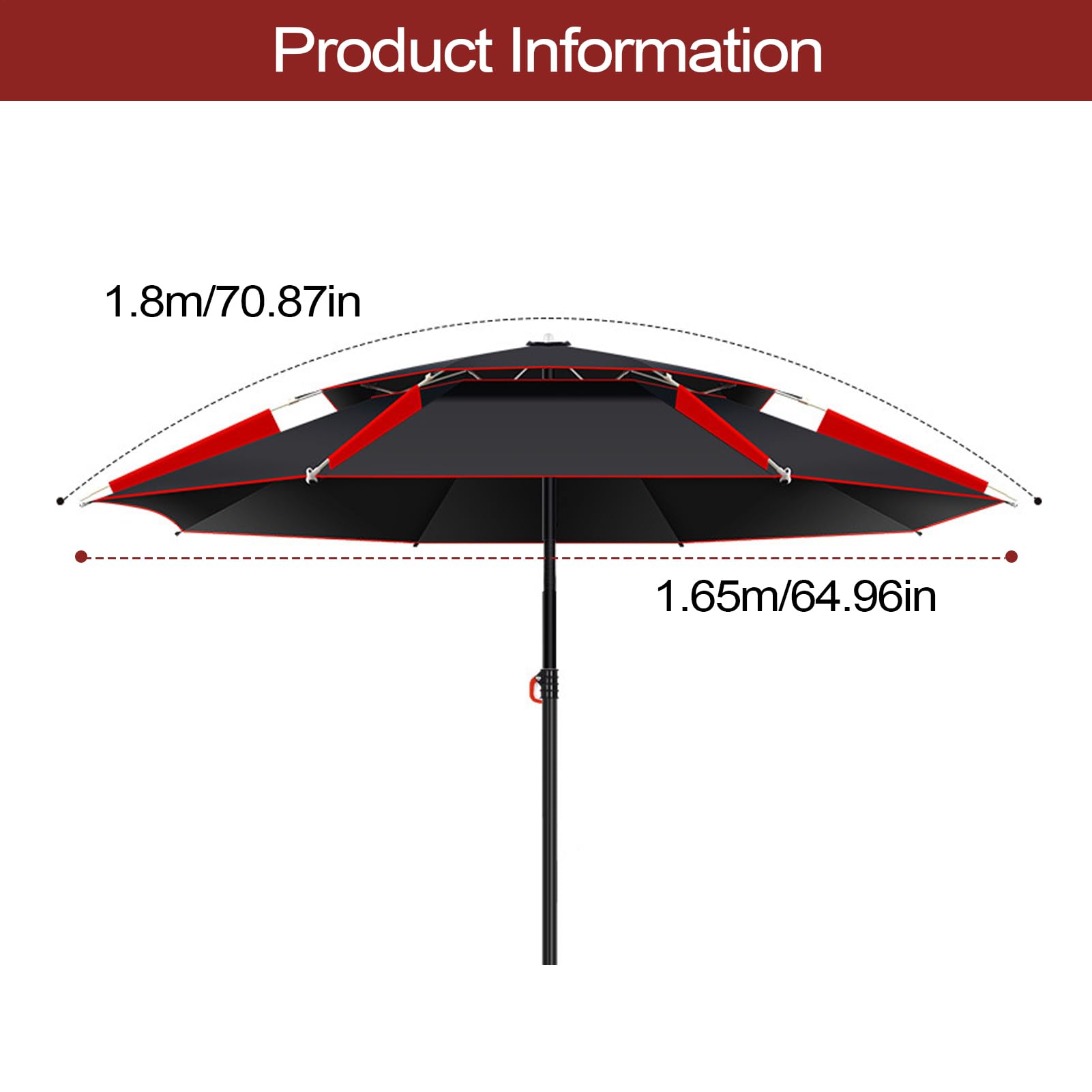 Ombrello Pieghevole Grande Grande Ombrello Pieghevole e Rinforzato | Con Per Patio, Giardino, Terrazza, Piscina, Cortile, Spiaggia, Prato, Balcone, Campeggio, Mercato, , Picnic, Barbecue