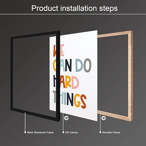 Miniatura 3 de Lienzo enmarcado inspirador con texto en inglés We Can Do Hard Things, arte de pared motivacional de afirmación positiva, carteles estéticos, citas