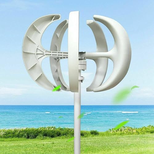 Generador de viento de turbina de economía moderna 5 aspas generador de turbina de energía eólica vertical estilo linterna blanca con controlador de
