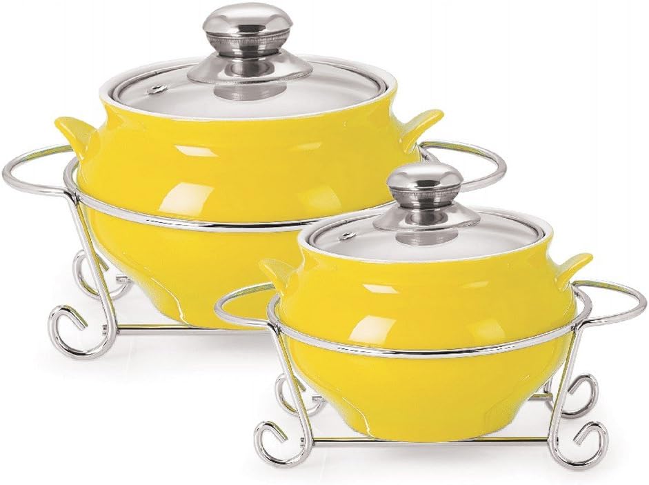 Cello Prego Potenza Handi Casserole with Metal Stand 1000ml + 1500ml, Yellow