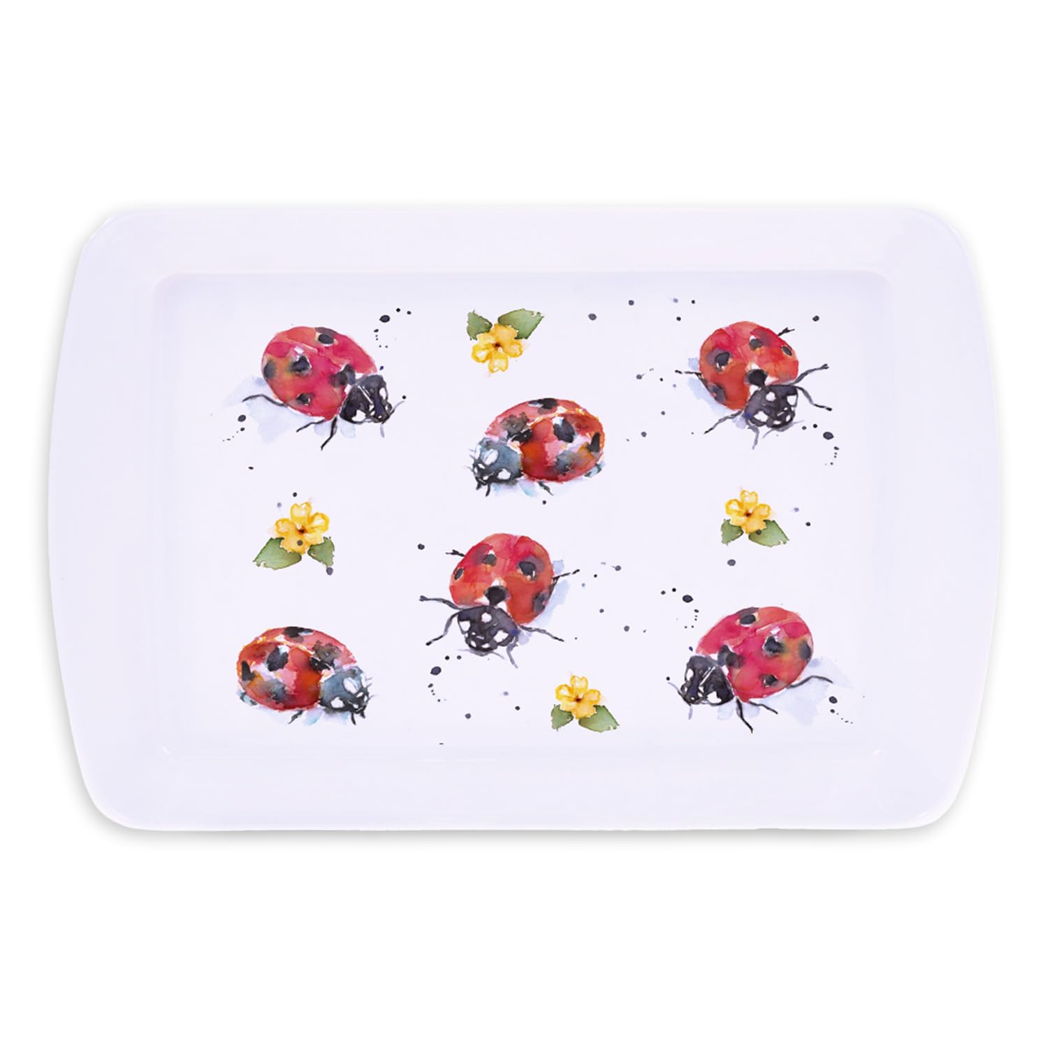 Lesser & Pavey - Country Life Collection - Lady Bird Design - Small Snack Tray - White - 23 x 15.5 x 3cm - Single Item - LP48561