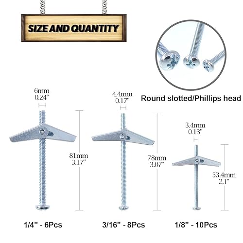 Miniatura 5 de Swpeet Kit de tuercas de mariposa con kit de achors huecos para paneles de yeso