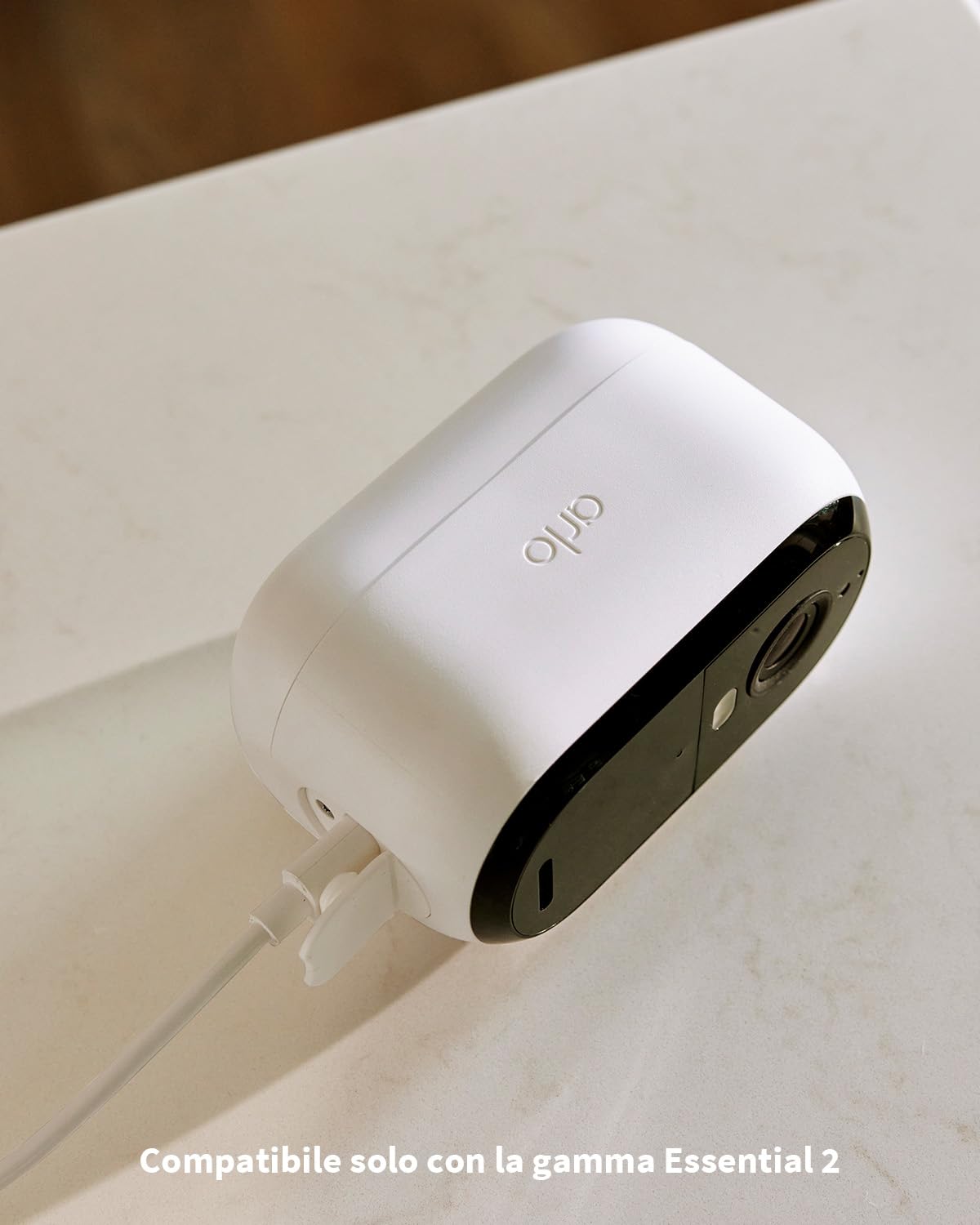 Arlo Essential 2 Cavo Di Ricarica Magnetico 7,6 m, Per Telecamera WiFi Esterno, Bianco, Compatibile Con Telecamera Di Sicurezza Arlo Essential HD +2K +XL, Accessorio Certificato, VMA5700-100PES